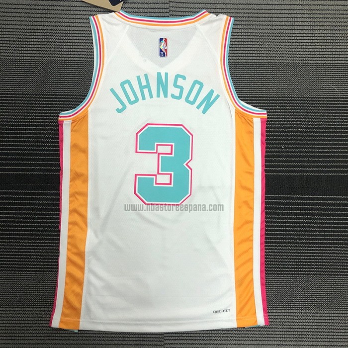 Camiseta San Antonio Spurs Keldon Johnson NO 3 Ciudad 2021-22 Blanco